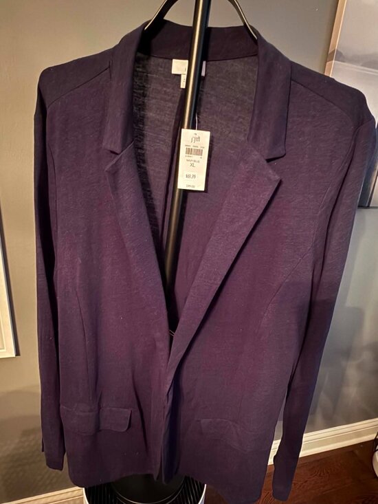 J. Jill Jackets & Blazers - Dark Navy Blue linen Blazer JJill XL lightweight NWT